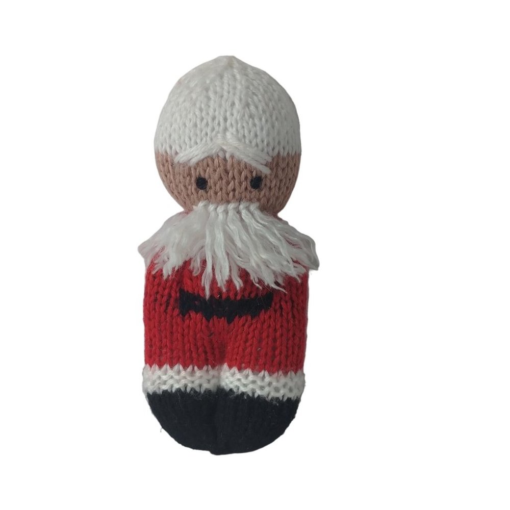 Vintage Knitted Santa Claus Christmas Plush 6.5" Doll Lovey Stuffed Animal